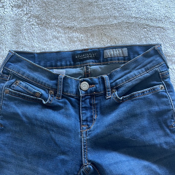 Aeropostale Jeans Skinny Ripped Distressed Blue Denim Size 00 - Picture 4 of 5